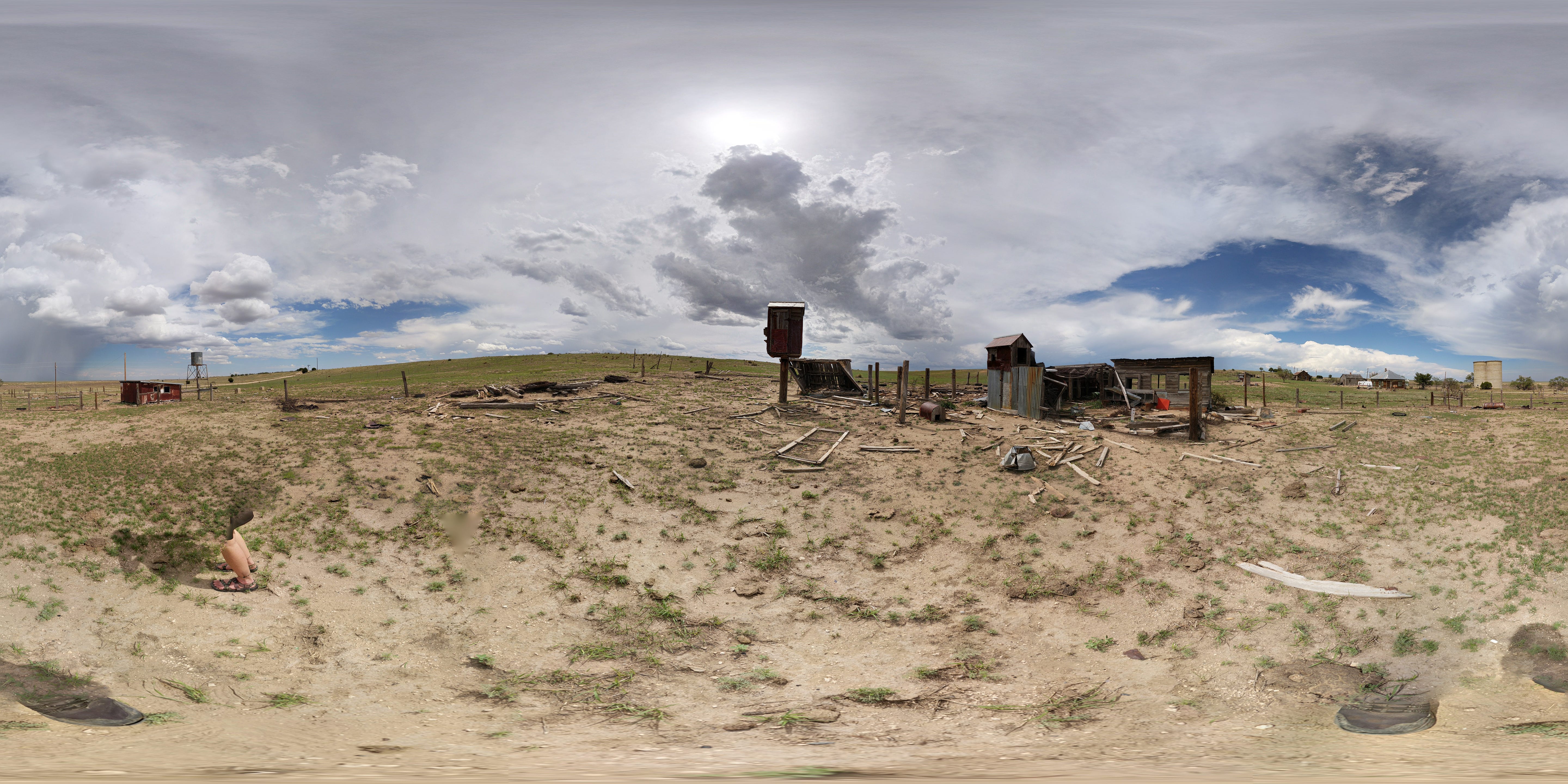 Panorama of ruined neighborhood in Mills NM