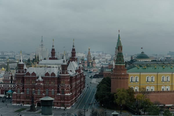 A wide cityscape of Red Square in Moscow.