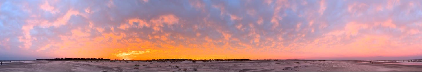 panorama of beach landscape at sunset