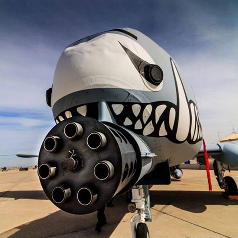 The General Electric GAU-8/A Avenger is a 30 mm hydraulically driven  seven-barrel Gatling-style autocannon that is typically mounted in the  United States Air Force's Fairchild Republic A-10 Thunderbolt II. :  r/MachinePorn