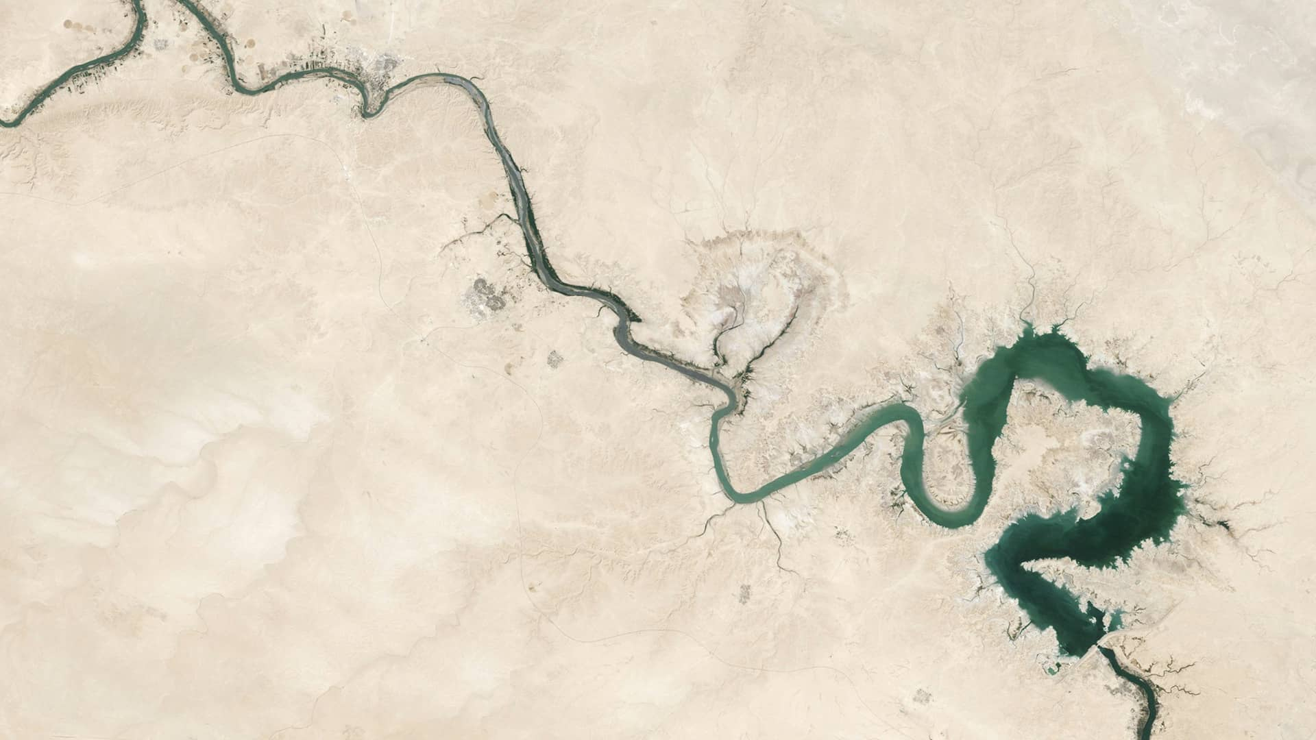 A satellite image of a river.