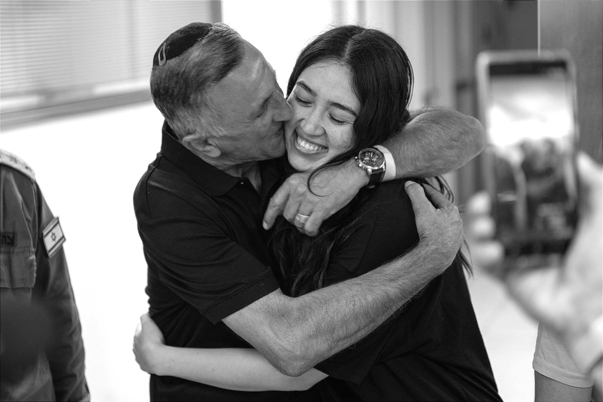 Noa Argamani being hugged by her father after her rescue from Gaza