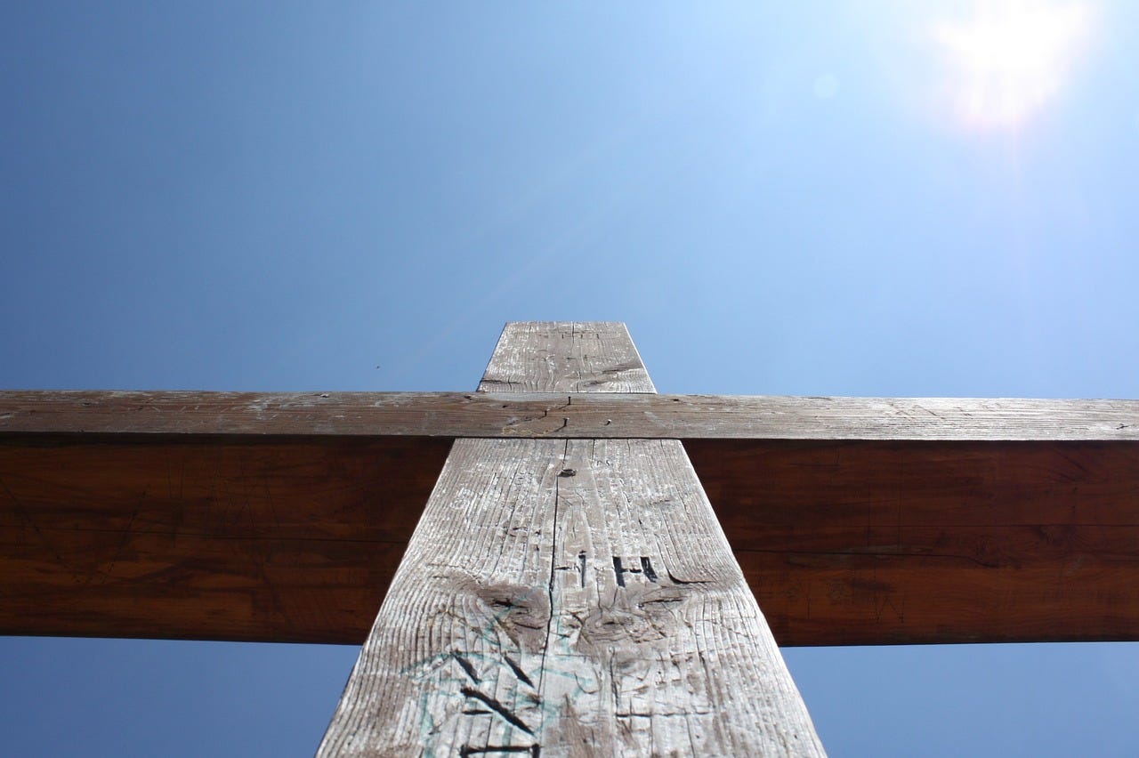 A cross viewed from beneath