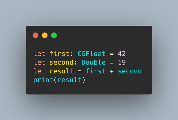 A Swift snippet that shows a CGFloat being added to a Double with no problems.