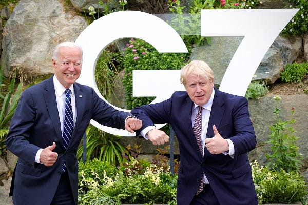 Prime Minister Boris Johnson and President Joe Biden meeting the day before the start of the G7 Summit.