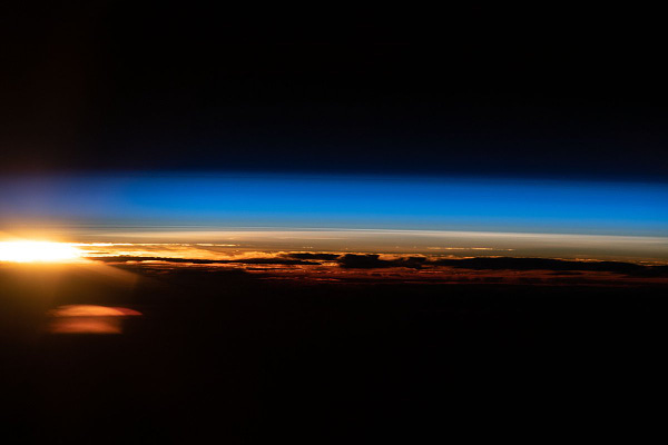 An orbital sunrise is pictured from the International Space Station as it soared 265 miles above the Indian Ocean off the coast of Western Australia.