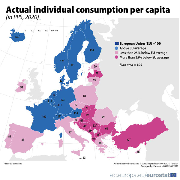 Actual individual consumption per capita (in PPS, 2020)
