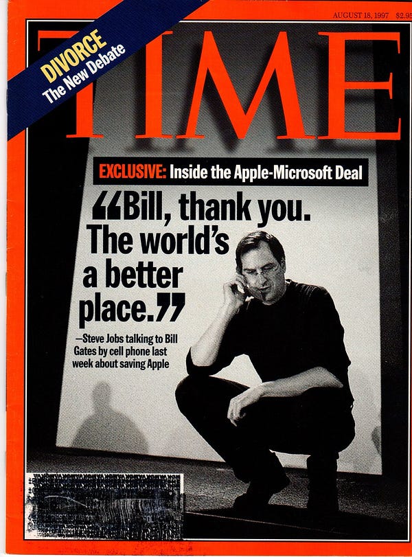 Time Magazine: Photo of Steve Jobs "Bill, thank you. the world's a better place"