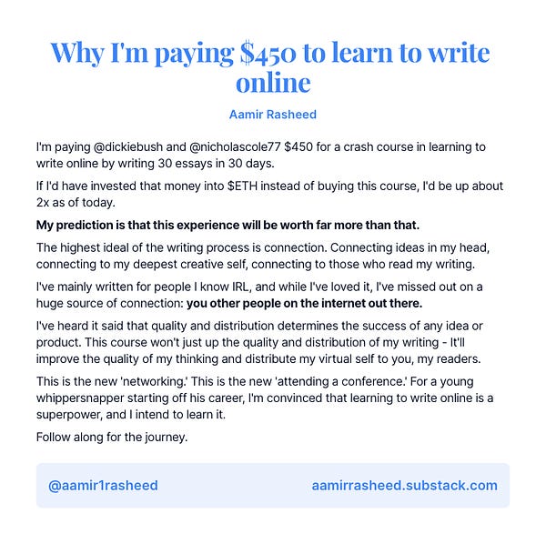 Why I'm paying $450 to learn to write online
