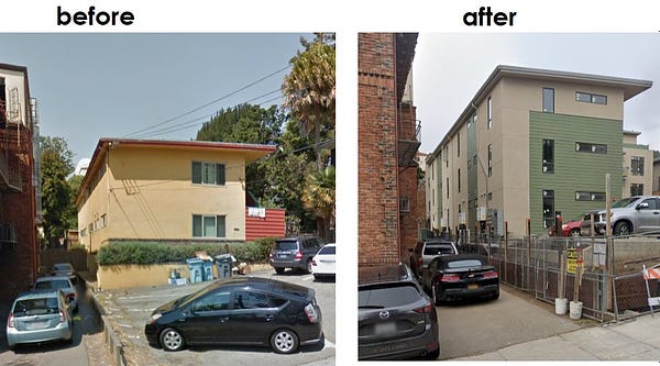 before and after a 2-story apat building becomes a 3 story