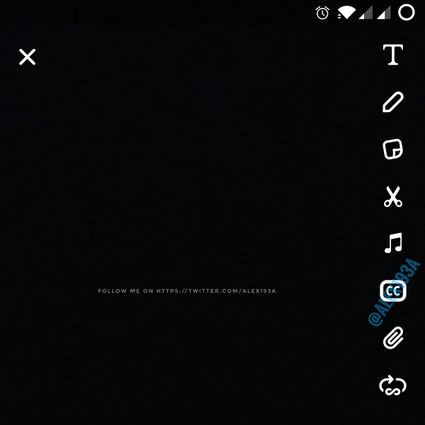 The image shows the new captions option selectable in the side menu of the capture editor.
The icon consists of a rectangle with CC inside.
