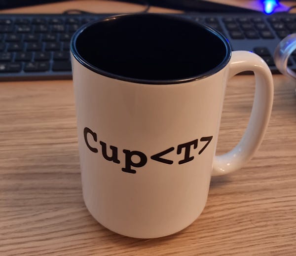 Cup that has the text Cup<T> on it.