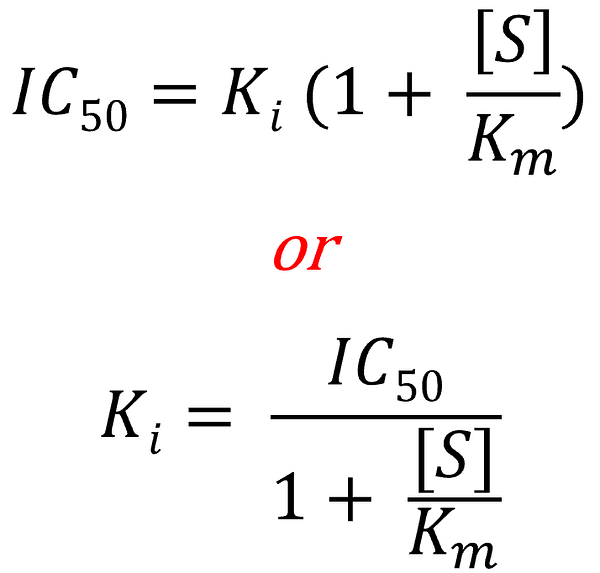 IC50=Ki*(1+[S]/Km)