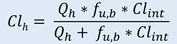 Cl_h = (Qh * fu,b * Cl_int) / (Qh + fu,b * Cl_int)