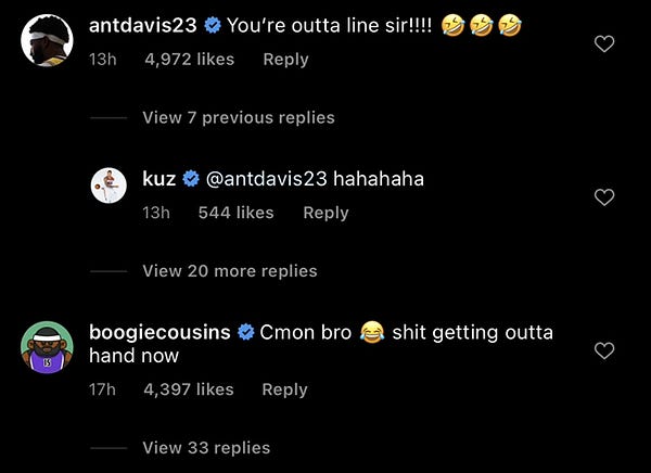Anthony Davis and DeMarcus Cousins also roast Kuzma for the gigantic sweater