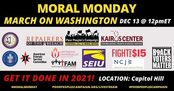 Moral Monday March on Washington, DC, December 13 at 12pm ET.
