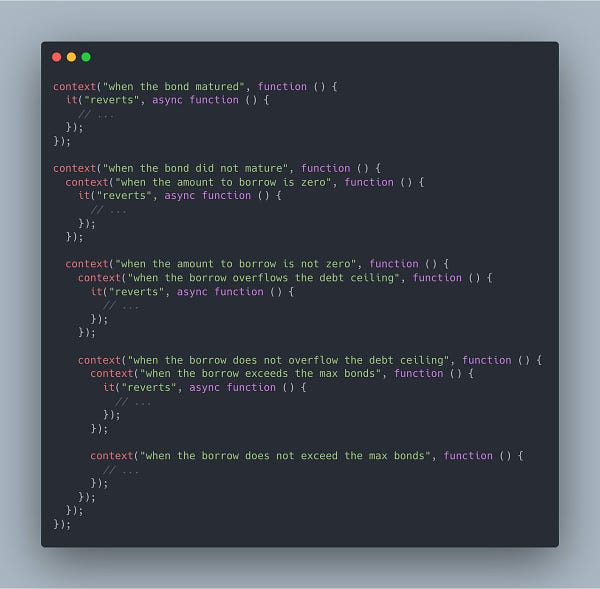 Hifi typical test cases, structured as a binary tree