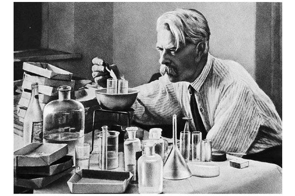 Nikolai Koltsov in his laboratory, 1929