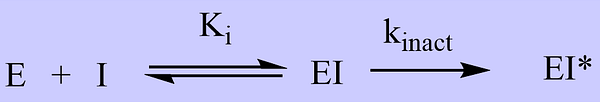 E+I <-Ki-> EI -k_inact-> EI*