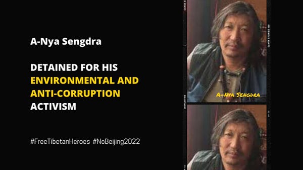 A-Nya Sengdra, #Tibetan #environmentalist, detained & sentenced by China for working to stop environmental destruction in #Tibet. Arresting #environment activists is not “positive environmental impact” for the #Olympics 
 
#NoBeijing2022 #AthletesWanted #Beijing2022 #Olympic