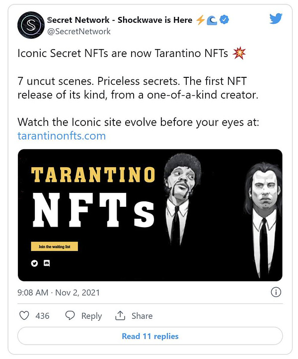 Post advertising the referenced NFTs
