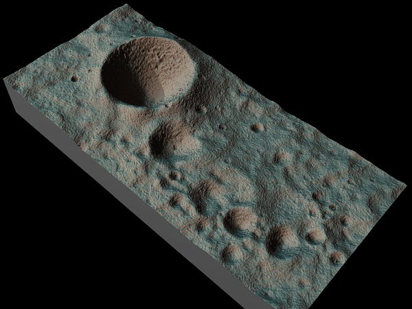 Top down 3d view of the Fra Mauro craters
