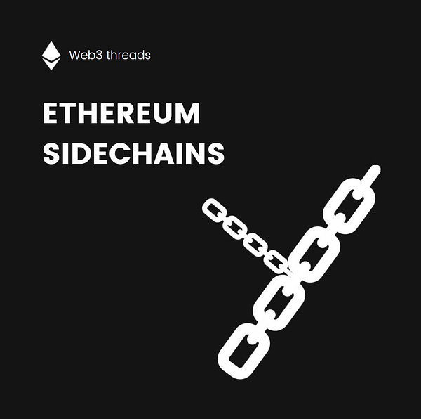 Web3 threads. Ethereum Sidechains. An image of a big Chain and a smaller chain in the middle of the bigger chain