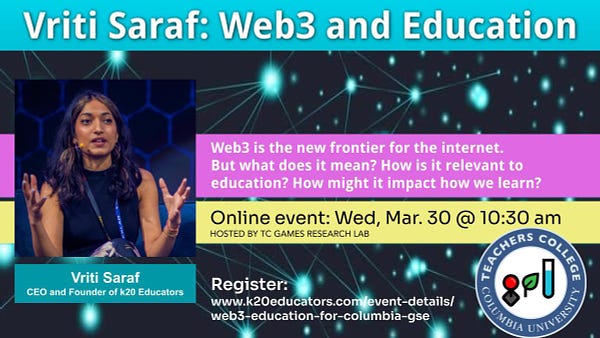 Games Research Lab Presents: Vriti Saraf on Web3 and Education 