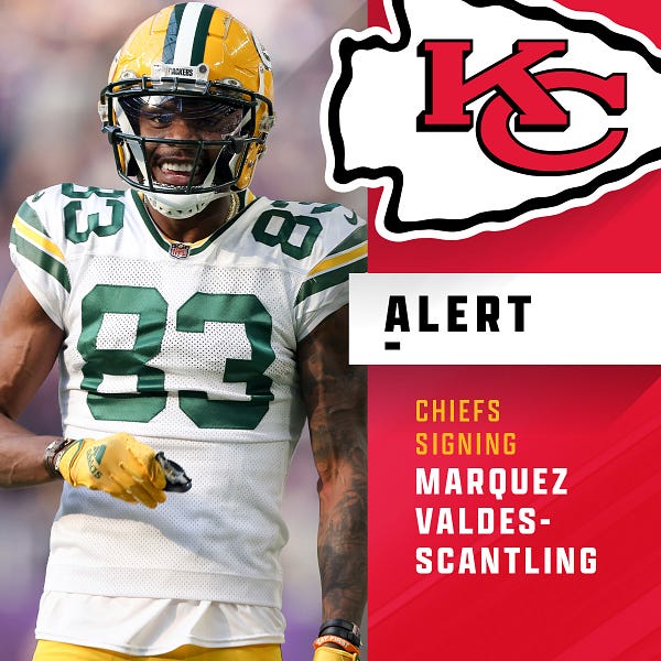 Chiefs sign Packers WR Marquez Valdes-Scantling: report