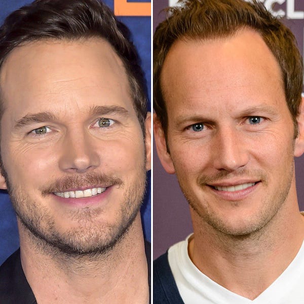 A side-by-side of pictures of Chris Pratt and Patrick Wilson, to show how similar they look.