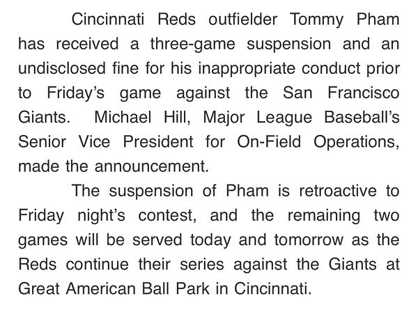 Tommy Pham Has Been Suspended Three Games For Slapping Joc Pederson Over  Fantasy Football - Bonus: We Now Have Video Of The Slap