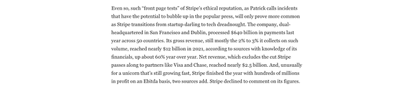 Sources tell @Forbes that Stripe revenue reached nearly $12B gross and $2.5B net in 2021 -- and it's profitable.