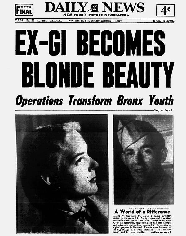 Daily News Newspaper headline: Ex-GI Becomes Blonde Beauty: Operation Transform Bronx Youth 