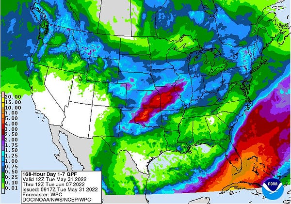 Precipitation forecast valid through Tuesday morning, June 7th.