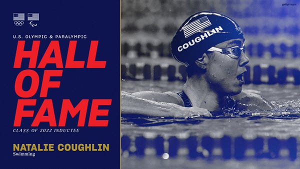 Team USA Hall of Fame graphic featuring swimmer Natalie Coughlin