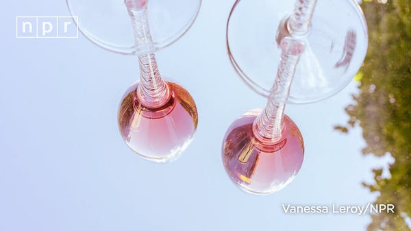 Two glasses of rosé from below. Photo: Vanessa Leroy/NPR