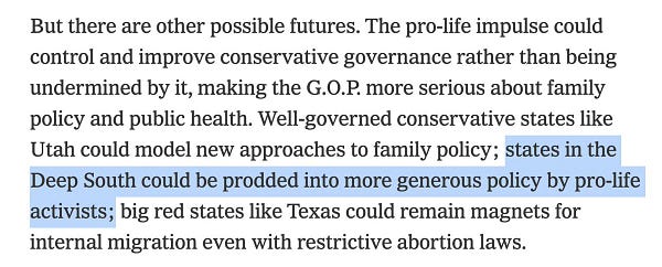 "states in the Deep South could be prodded into more generous policy by pro-life activists"
