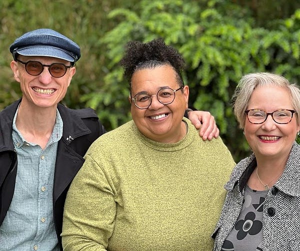 Manchester's three Green Party councillors Rob Nunney, Ekua Bayunu and Astrid Johnson (l-r).