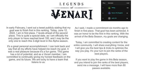 Legends of Venari to Start Beta Season