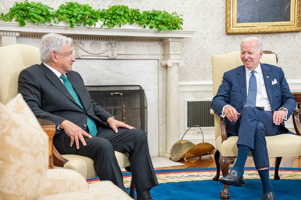 President López Obrador and President Biden are pictured during a bilateral meeting.