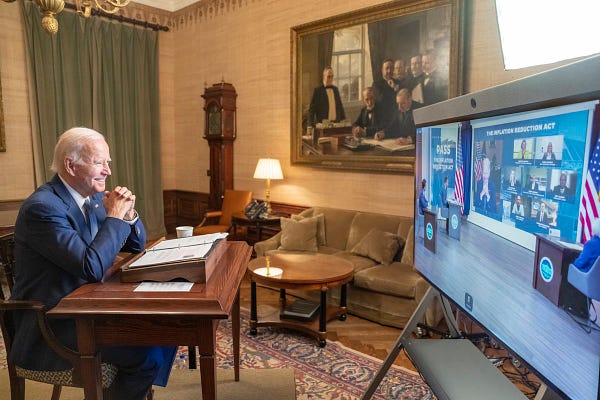 President Biden virtually joins the Inflation Reduction Act roundtable with business and labor leaders.