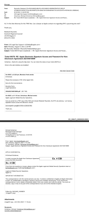 Emails between Apple Global Security & the EPA about the NDA Apple wanted the EPA to sign