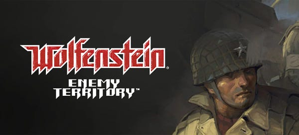 The Wolfenstein Enemy Territory logo next to art of a soldier.