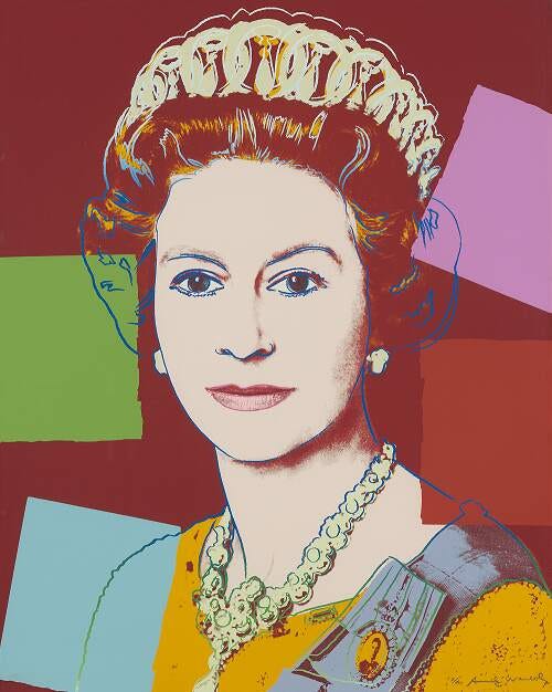 A screenprint of Her Majesty The Queen by Andy Warhol