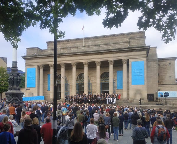 Crowds gathered outside Sheffield City Hall for the South Yorkshire proclamation