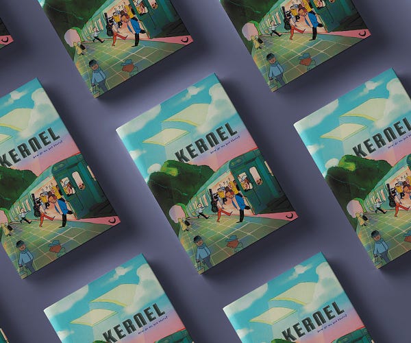 A mock of several copies of Kernel Magazine’s second issue