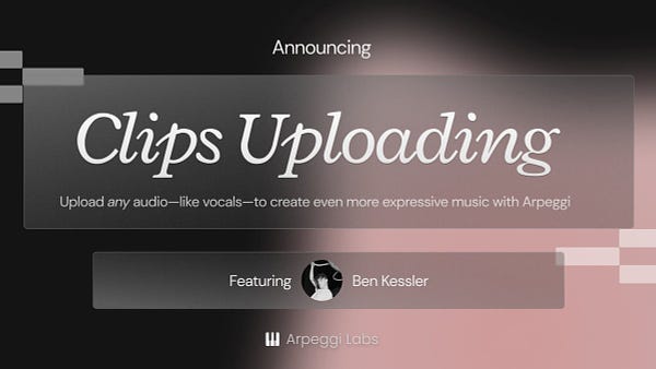 A gradient image with the copy "Clips Uploading featuring Ben Kessler" on top