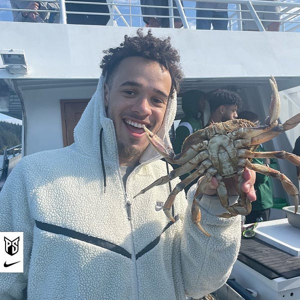 Cam Parker holding a live crab.