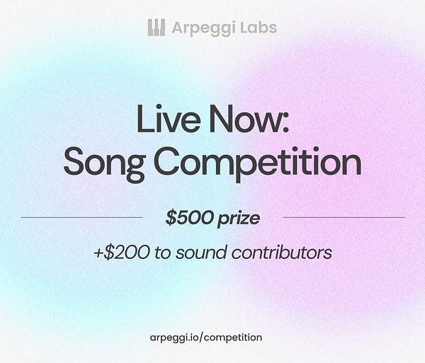 Gradient background with text Live Now: Song Competition — $500 prize, +$200 to sound contributors
