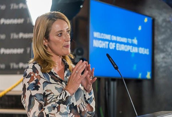 The President of the European Parliament Roberta Metsola addressing the Night of European Ideas in Berlin.